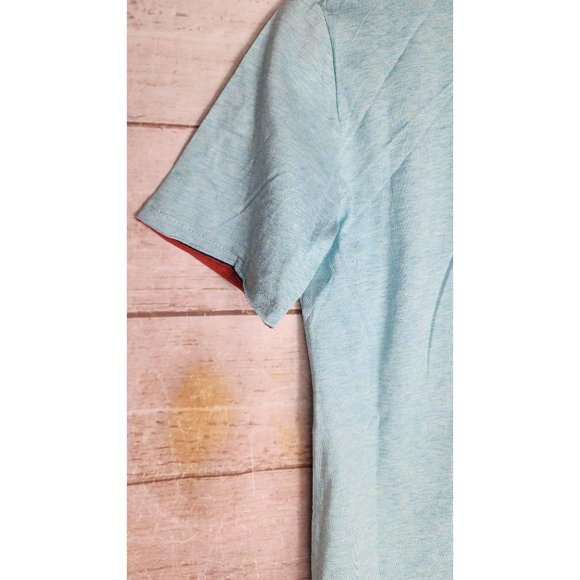 Vassari Los Angeles V-Neck Loose Cut Trim Aqua Designer Shirt - Rare Thread - Picture 4 of 15